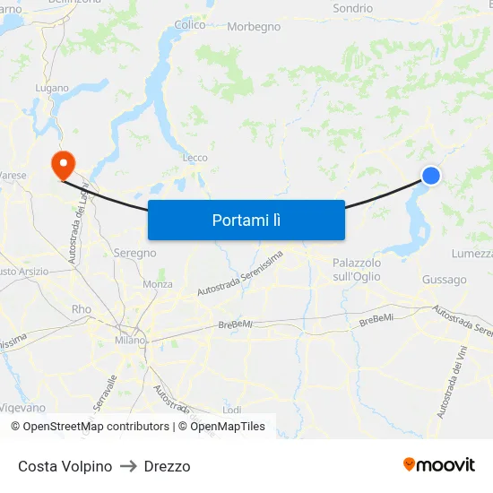 Costa Volpino to Drezzo map