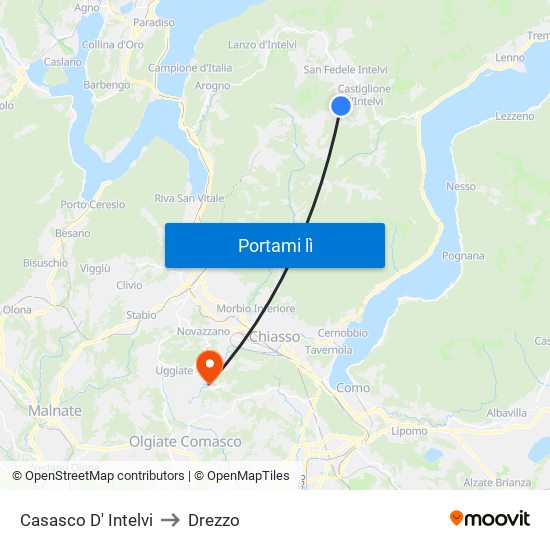 Casasco D' Intelvi to Drezzo map