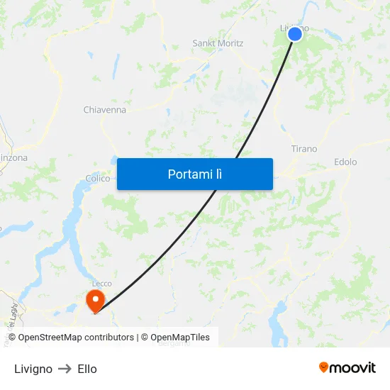 Livigno to Ello map