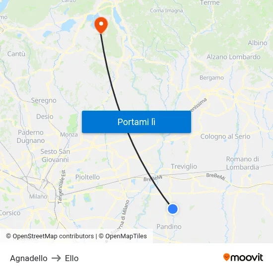 Agnadello to Ello map