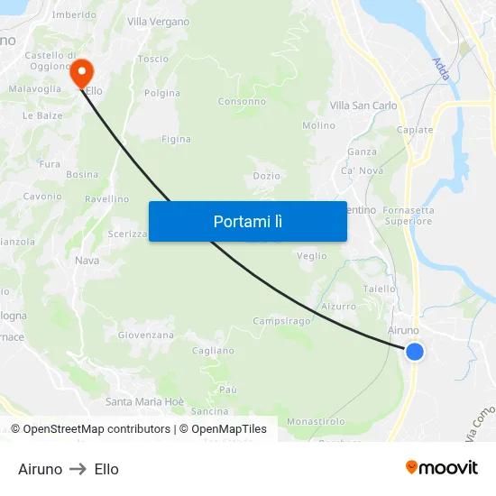 Airuno to Ello map