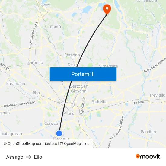 Assago to Ello map
