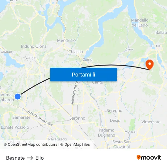 Besnate to Ello map
