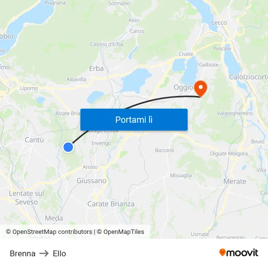 Brenna to Ello map