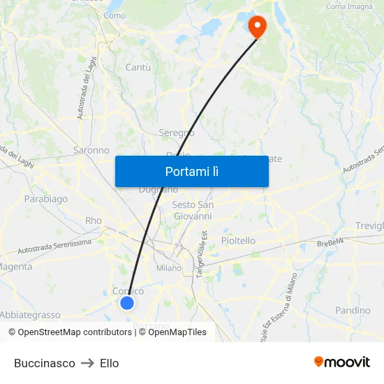 Buccinasco to Ello map