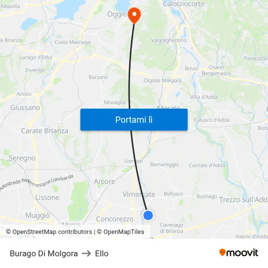 Burago Di Molgora to Ello map