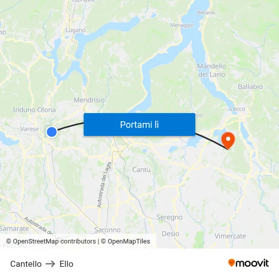 Cantello to Ello map