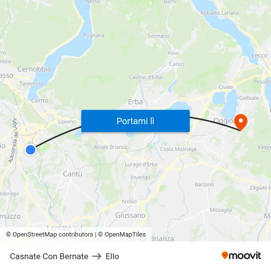 Casnate Con Bernate to Ello map