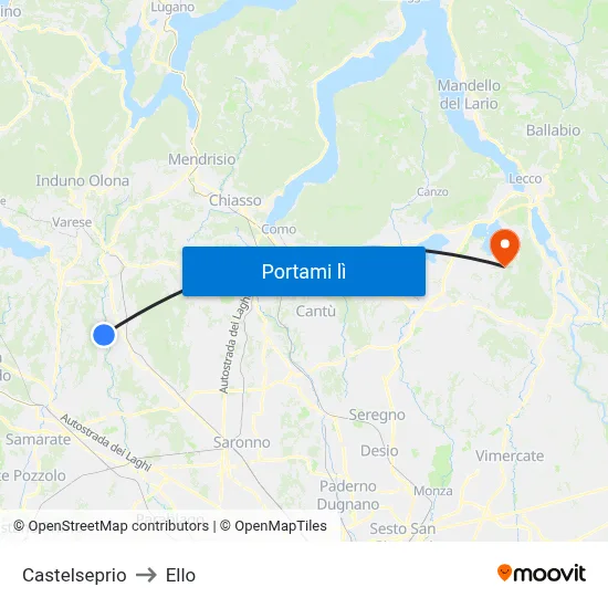 Castelseprio to Ello map