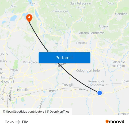Covo to Ello map