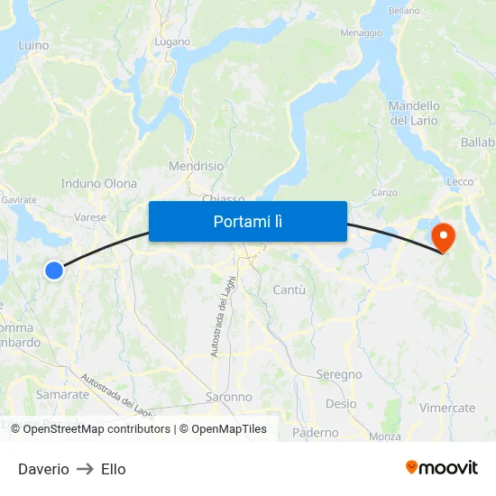 Daverio to Ello map