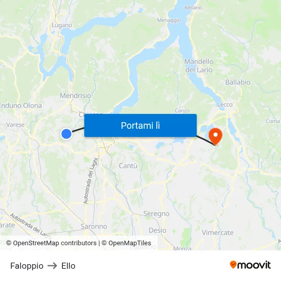 Faloppio to Ello map