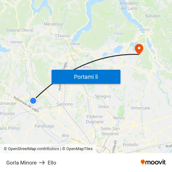 Gorla Minore to Ello map