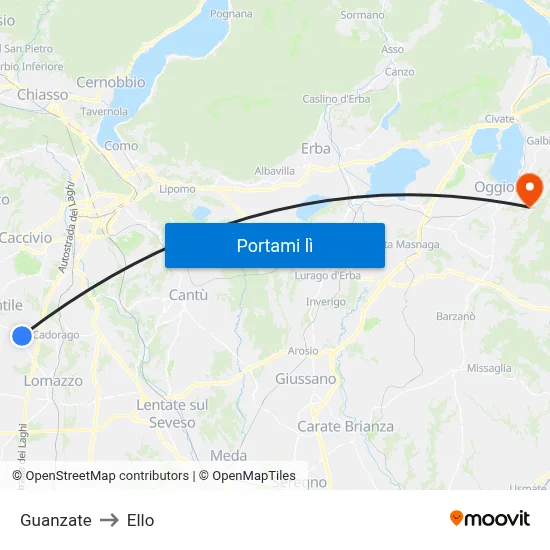 Guanzate to Ello map