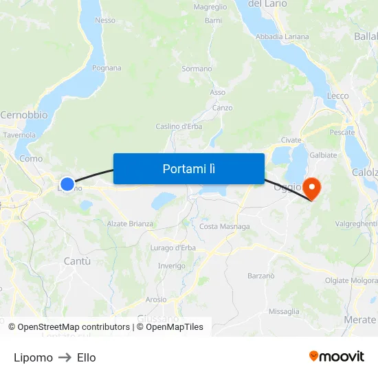 Lipomo to Ello map
