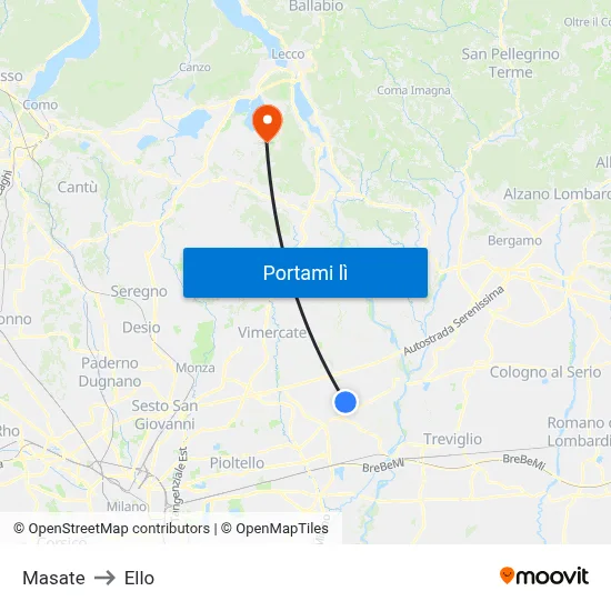 Masate to Ello map