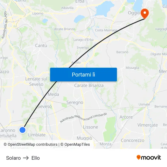 Solaro to Ello map