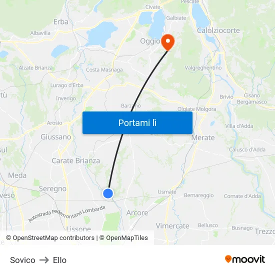 Sovico to Ello map