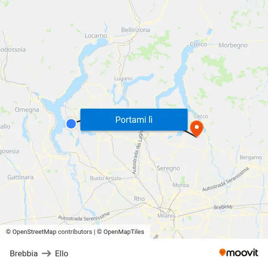 Brebbia to Ello map