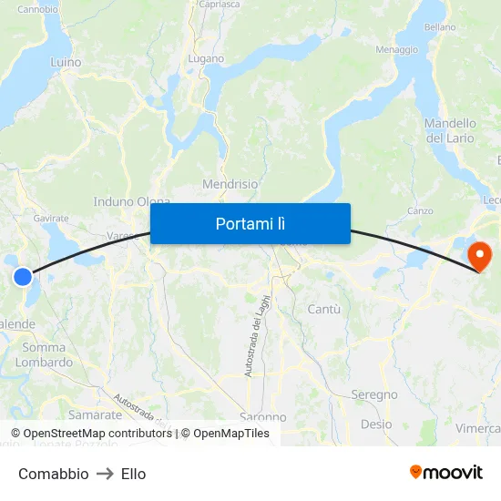 Comabbio to Ello map