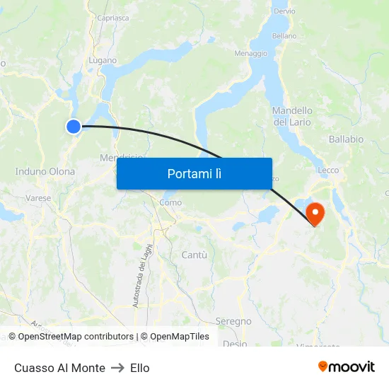 Cuasso Al Monte to Ello map