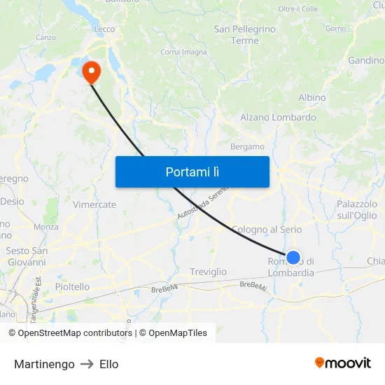 Martinengo to Ello map
