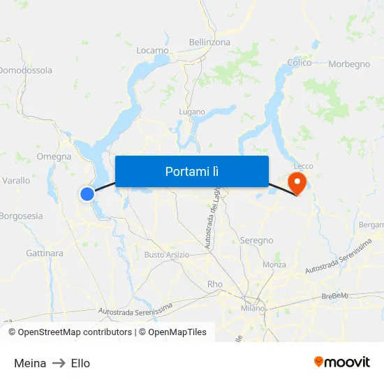 Meina to Ello map