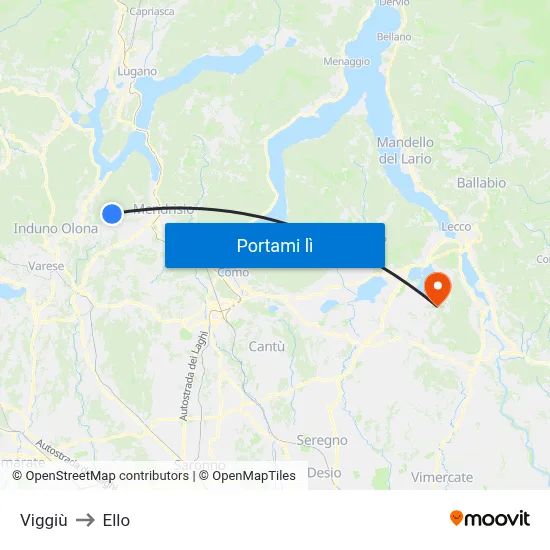 Viggiù to Ello map
