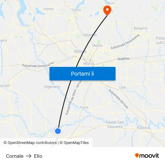 Cornale to Ello map