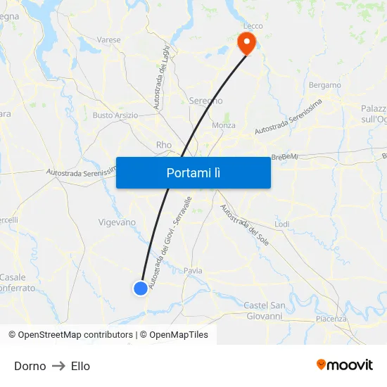 Dorno to Ello map