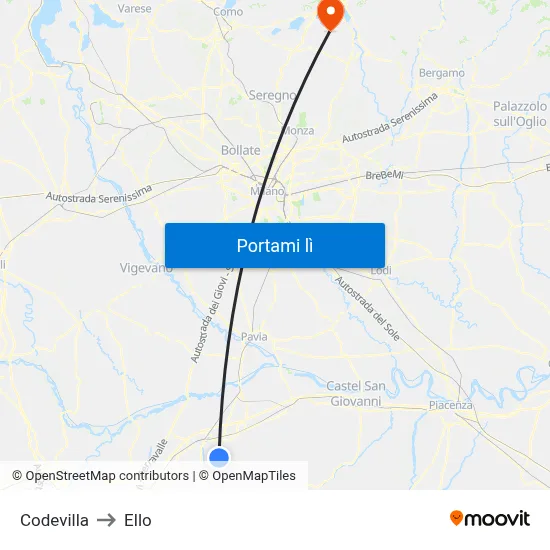 Codevilla to Ello map
