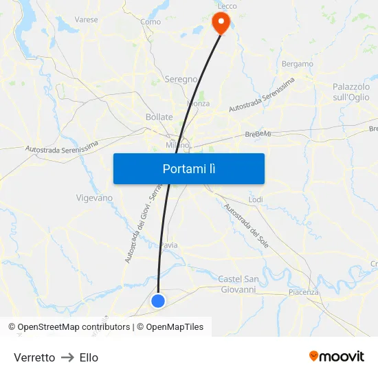 Verretto to Ello map