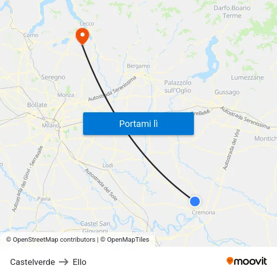 Castelverde to Ello map