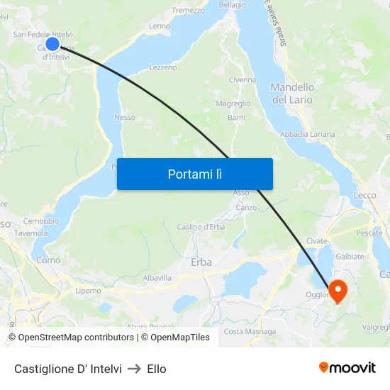 Castiglione D' Intelvi to Ello map
