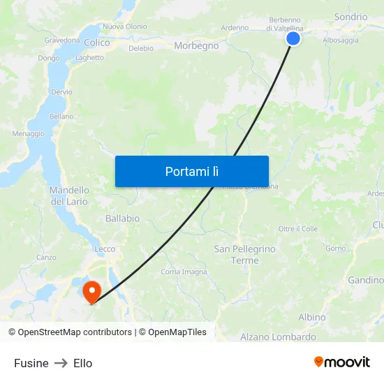 Fusine to Ello map