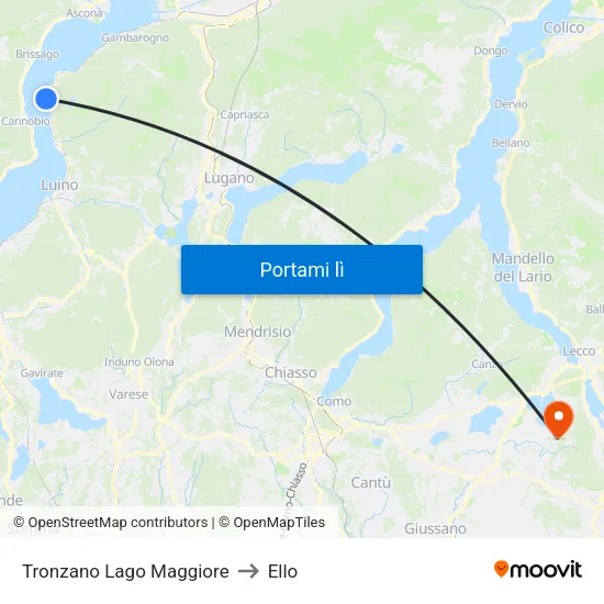 Tronzano Lago Maggiore to Ello map