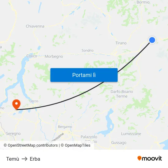 Temù to Erba map