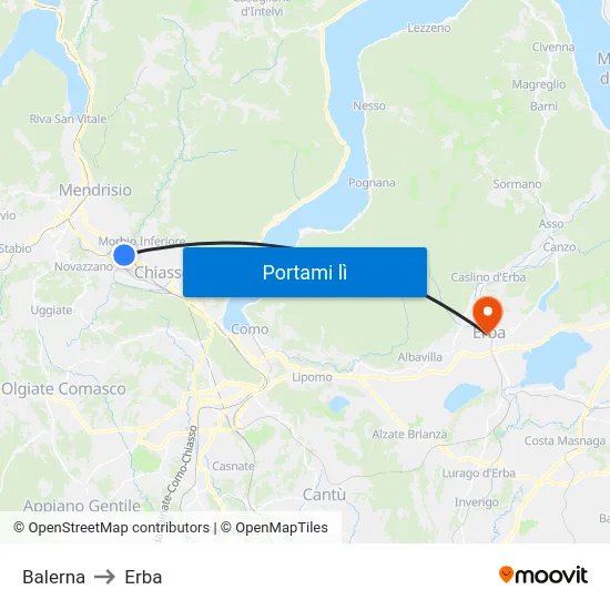 Balerna to Erba map