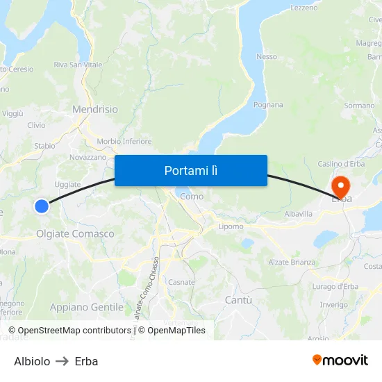 Albiolo to Erba map