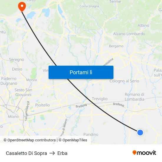 Casaletto Di Sopra to Erba map