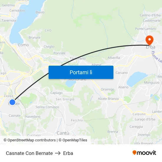 Casnate Con Bernate to Erba map