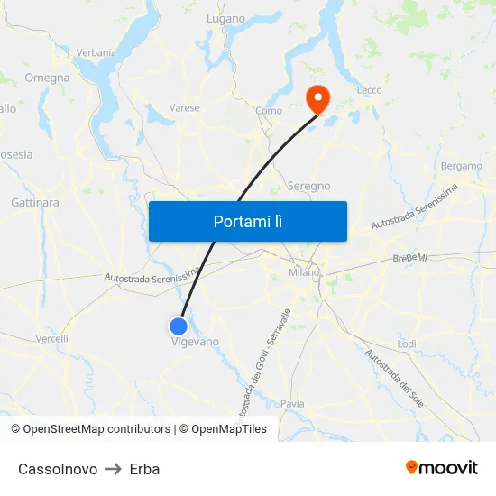 Cassolnovo to Erba map