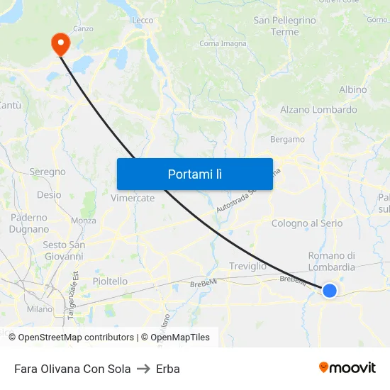 Fara Olivana Con Sola to Erba map