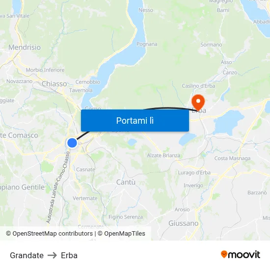 Grandate to Erba map