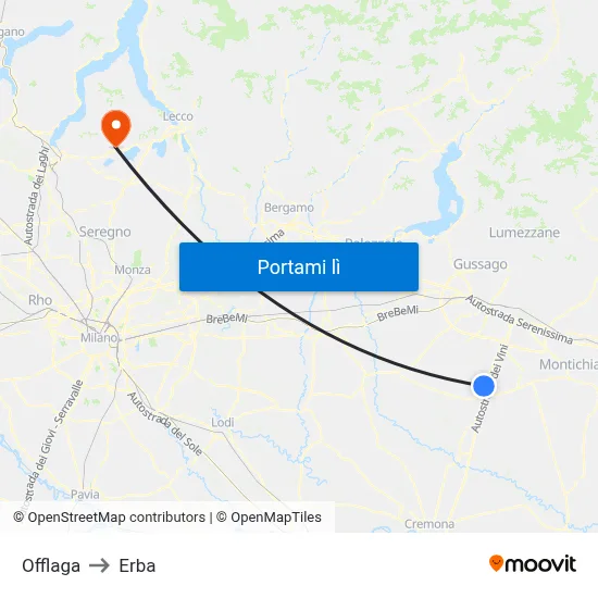 Offlaga to Erba map
