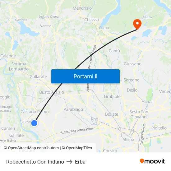Robecchetto Con Induno to Erba map