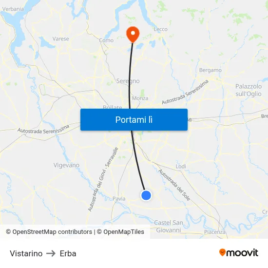 Vistarino to Erba map