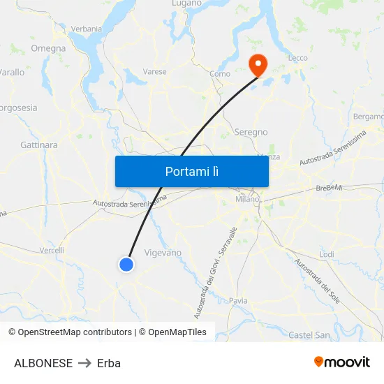 ALBONESE to Erba map