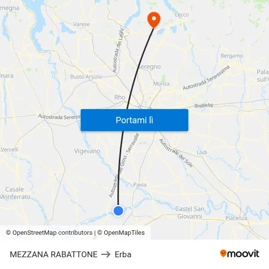 MEZZANA RABATTONE to Erba map