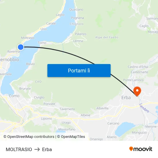 MOLTRASIO to Erba map